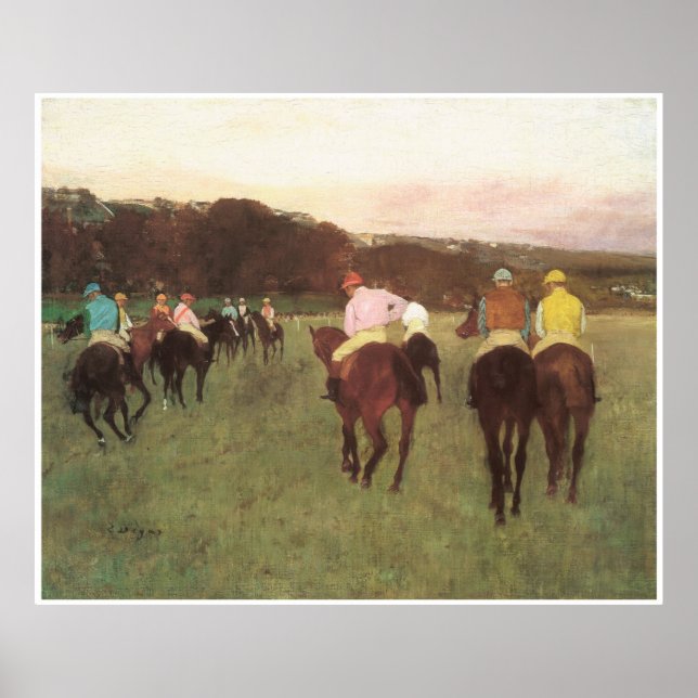 Racehorses at Longchamp, c. 1873-75 - Edgar Degas Poster (Front)