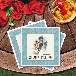 Racehorses Derby Party Aqua Napkins