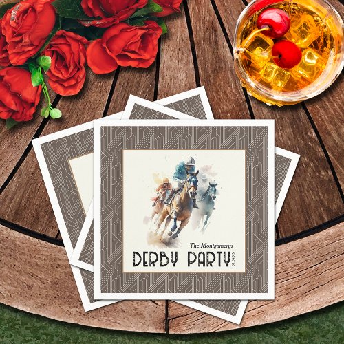 Racehorses Derby Party Brown Napkins