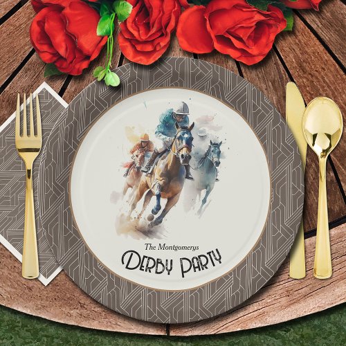 Racehorses Derby Party Brown Paper Plates