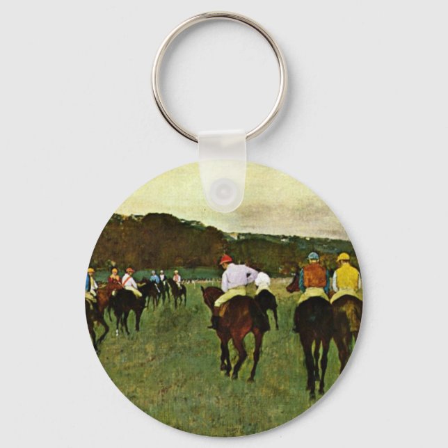 Racehorses In Longchamp By Edgar Degas Keychain (Front)