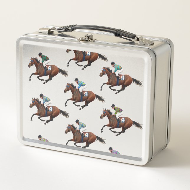 Racehorses Metal Lunch Box (Front)