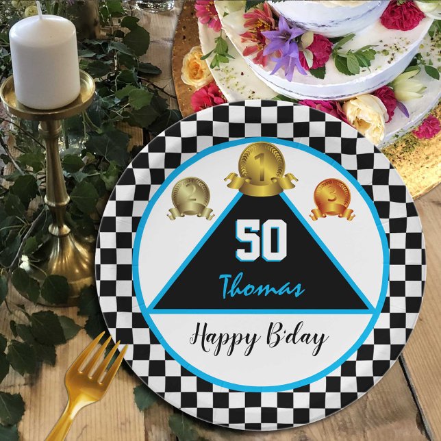 Racer Birthday Plates, Driver, Car, Medals Paper Plates (Creator Uploaded)