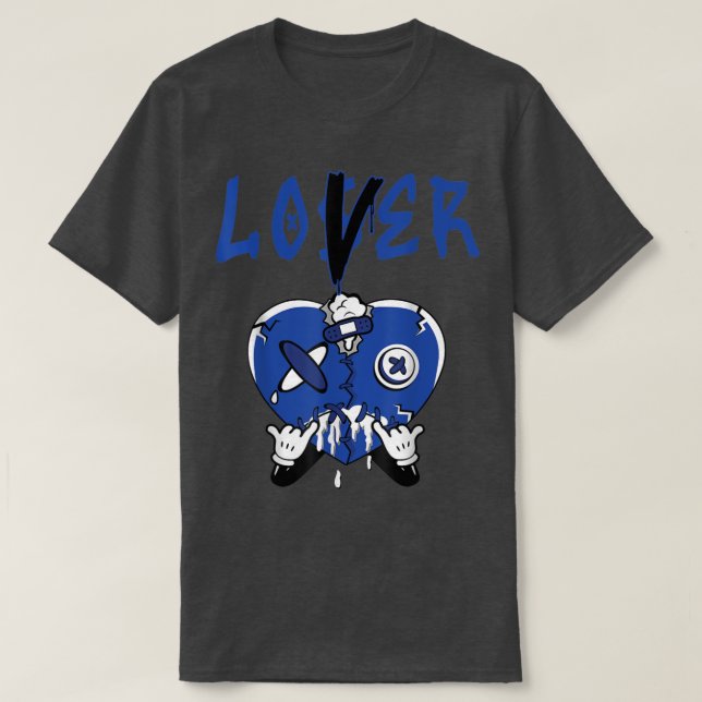 Racer Blue 5s Tee To Match Loser Lover Heart 5 Rac (Design Front)