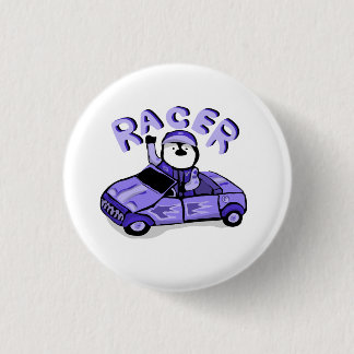 Racer Purple Penguin Button