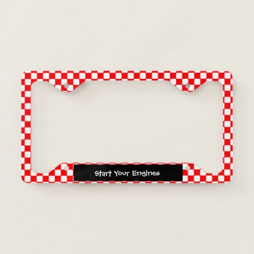 Racer Red n White Checks License Plate Frame