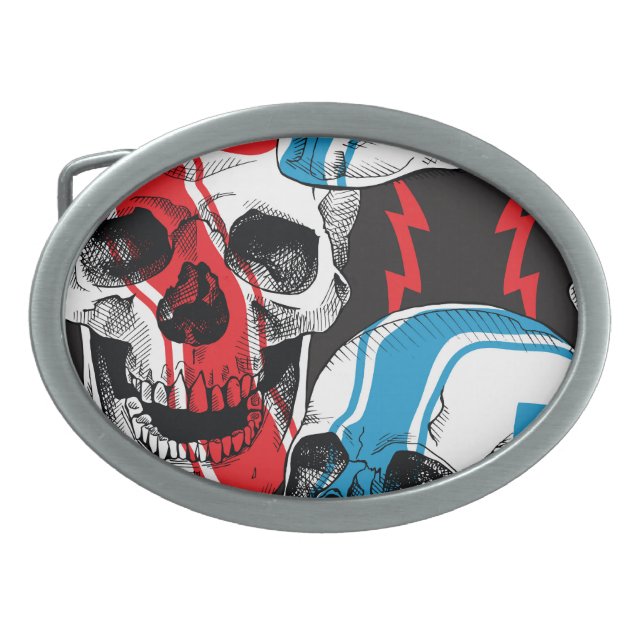 Racer Skull: Vintage Seamless Rebellion. Belt Buckle (Front)