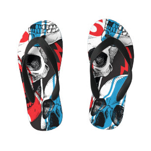 Racer Skull: Vintage Seamless Rebellion. Kid's Flip Flops