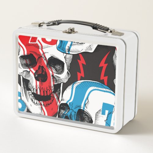 Racer Skull Vintage Seamless Rebellion Metal Lunch Box