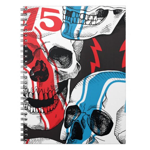 Racer Skull Vintage Seamless Rebellion Notebook