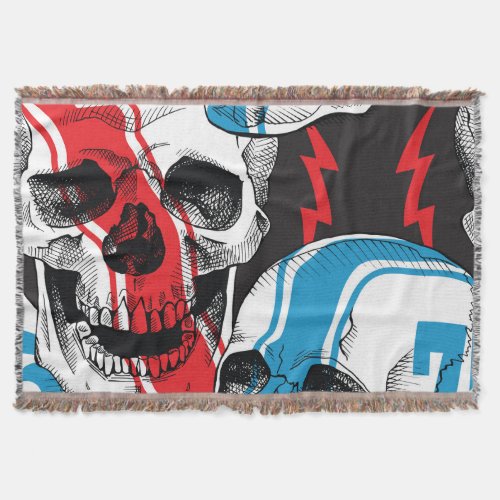 Racer Skull Vintage Seamless Rebellion Throw Blanket