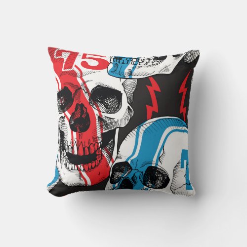 Racer Skull Vintage Seamless Rebellion Throw Pillow