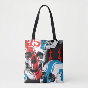 Racer Skull: Vintage Seamless Rebellion. Tote Bag