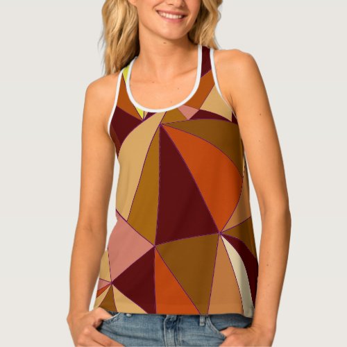 Racerback Tank Top With Geometric Design 