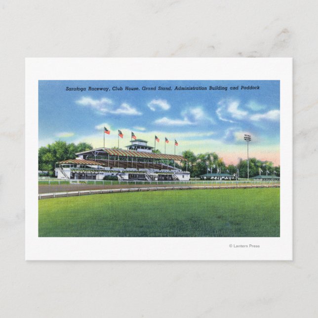 Raceway View of Grand Stand, Club House, Postcard (Front)
