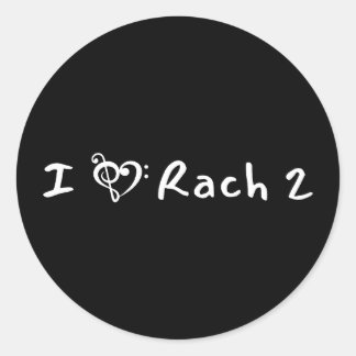 Rach 2 Minimalist White Text Classical Music Classic Round Sticker
