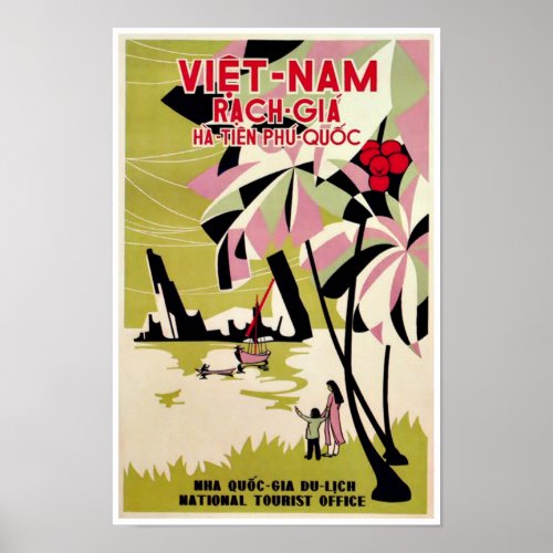 Rach Gia Vietnam Vintage Art Deco Travel Poster