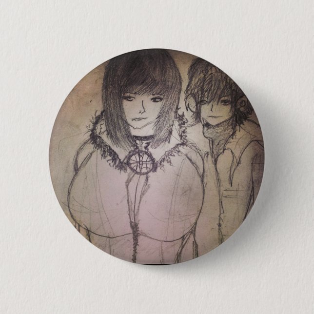 Racheal big bosom manga anime girl button (Front)