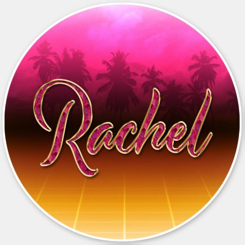 Rachel First name Golden pink sticker sticker