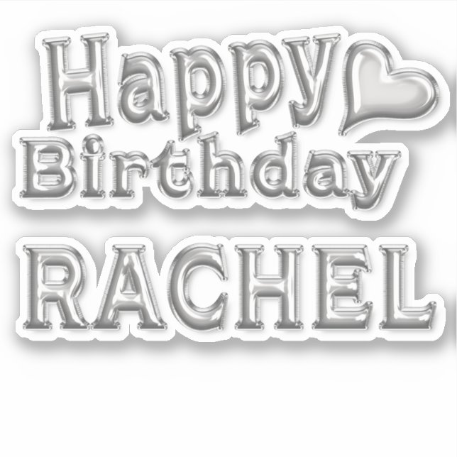 Rachel Happy Birthday silver Sticker (Front)