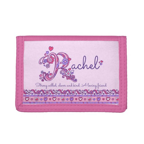 Rachel letter R name meaning doodle art Trifold Wallet