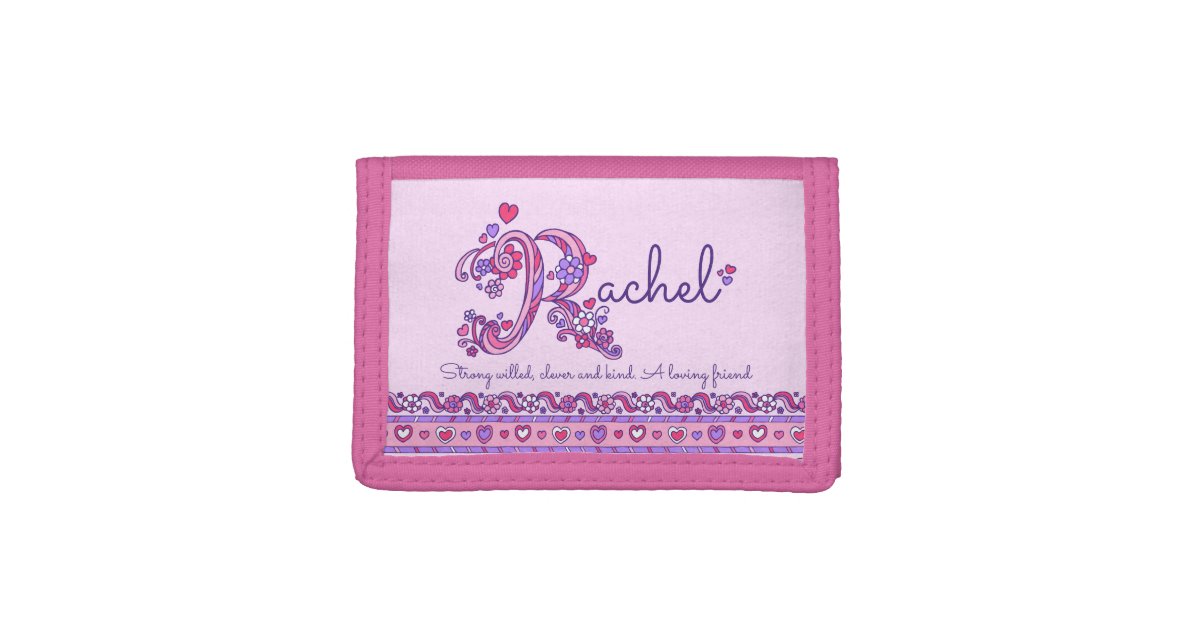 Rachel letter R name meaning doodle art Trifold Wallet