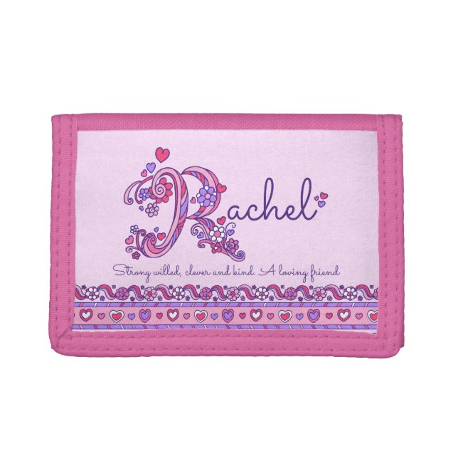 Rachel letter R name meaning doodle art Trifold Wallet (Front)