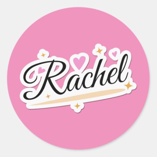 Rachel name cute design classic round sticker