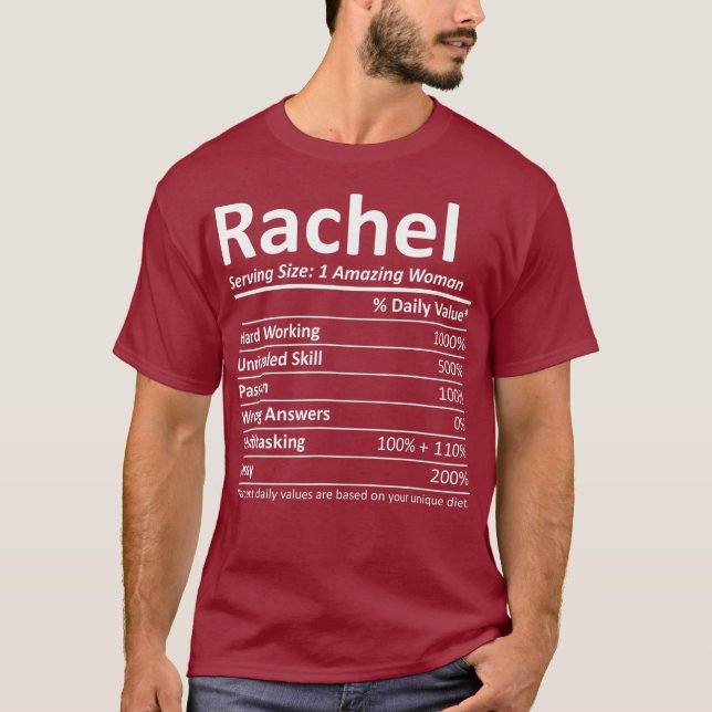 RACHEL Nutrition Personalized Name Funny Gift T-Shirt (Front)