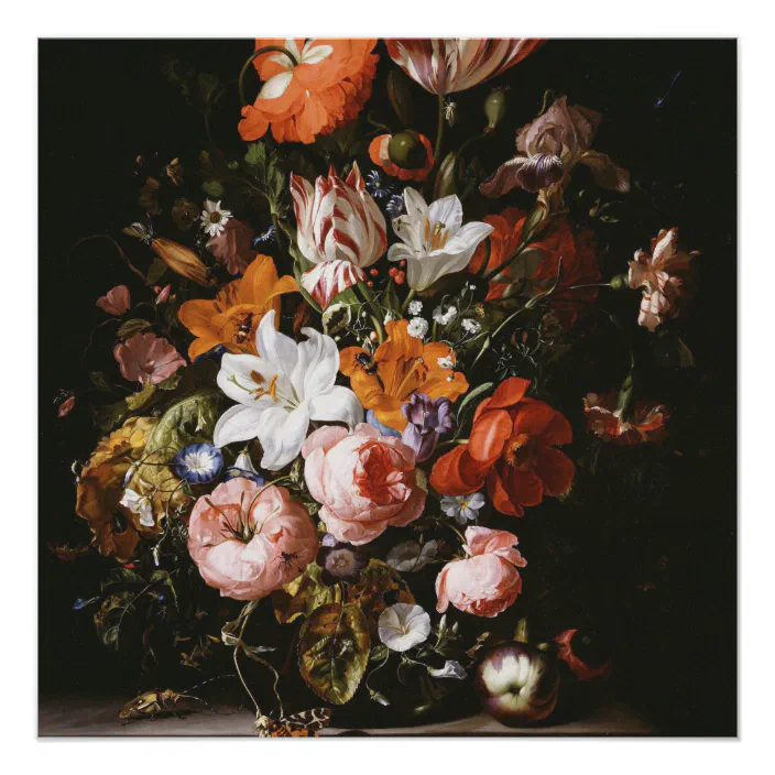 Rachel Ruysch - Flowers In A Glass Vase Zazzle.com