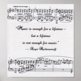 Rachmaninoff quote with musical notation poster