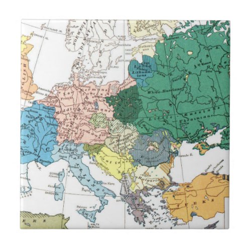 Racial Map of Europe Ceramic Tile