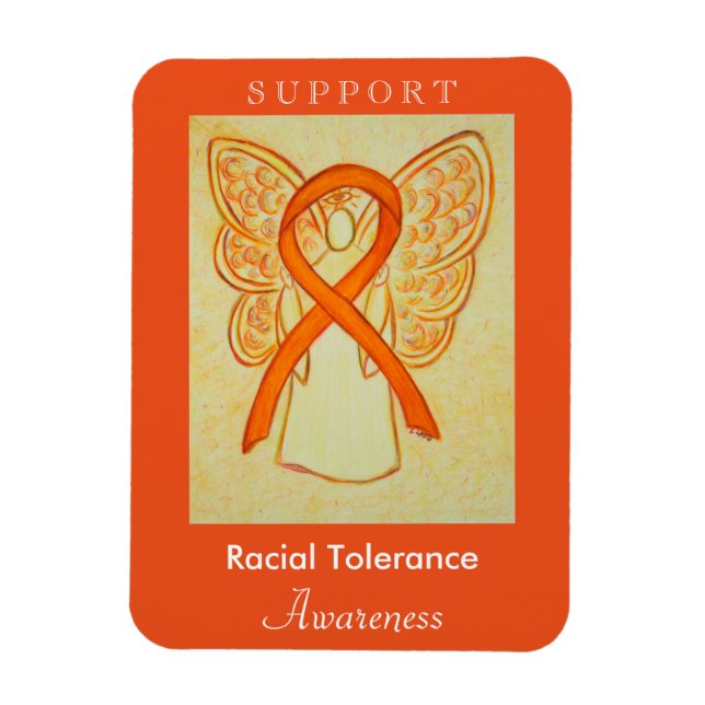 Racial Tolerance Awareness Ribbon Angel Magnets (Vertical)