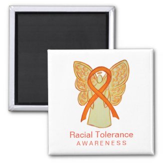 Racial Tolerance Awareness Ribbon Angel Magnets