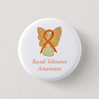 Racial Tolerance Orange Awareness Angel Ribbon Pin