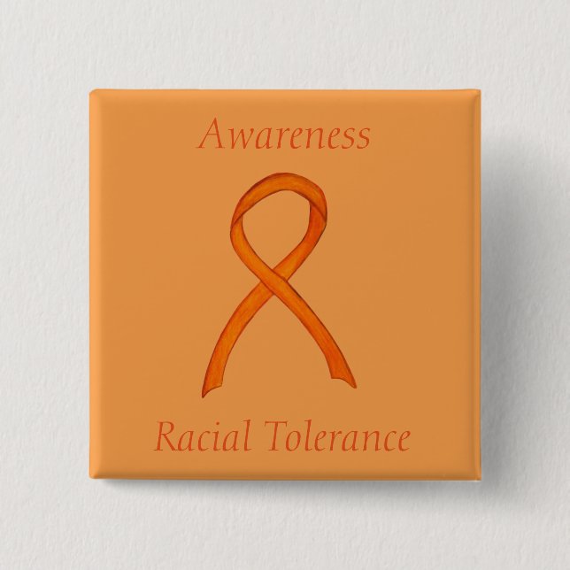 Racial Tolerance Orange Awareness Ribbon Pin (Front)