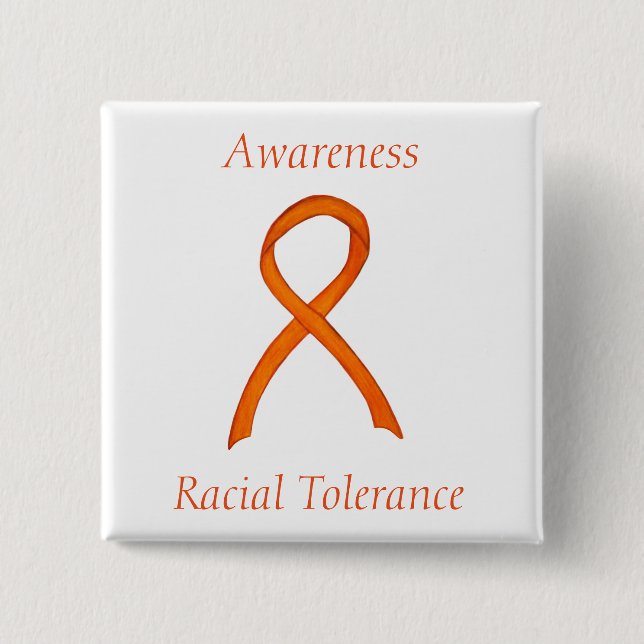 Racial Tolerance Orange Awareness Ribbon Pin (Front)