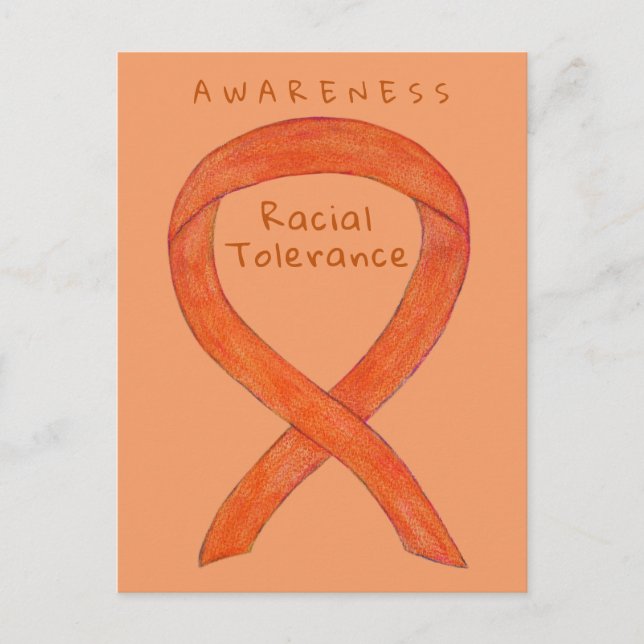 Racial Tolerance Orange Awareness Ribbon Postcards (Front)