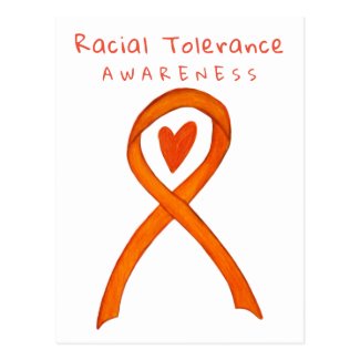 Racial Tolerance Orange Awareness Ribbon Postcards