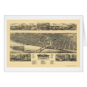 Racine, WI Panoramic Map - 1883 Cards