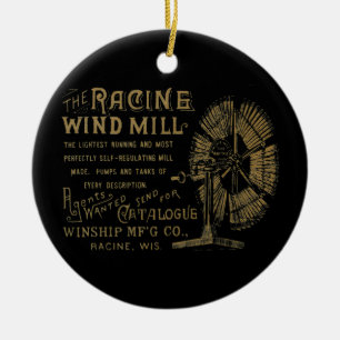 Racine Wind Mill Racine Wisconsin 1889 Ceramic Ornament