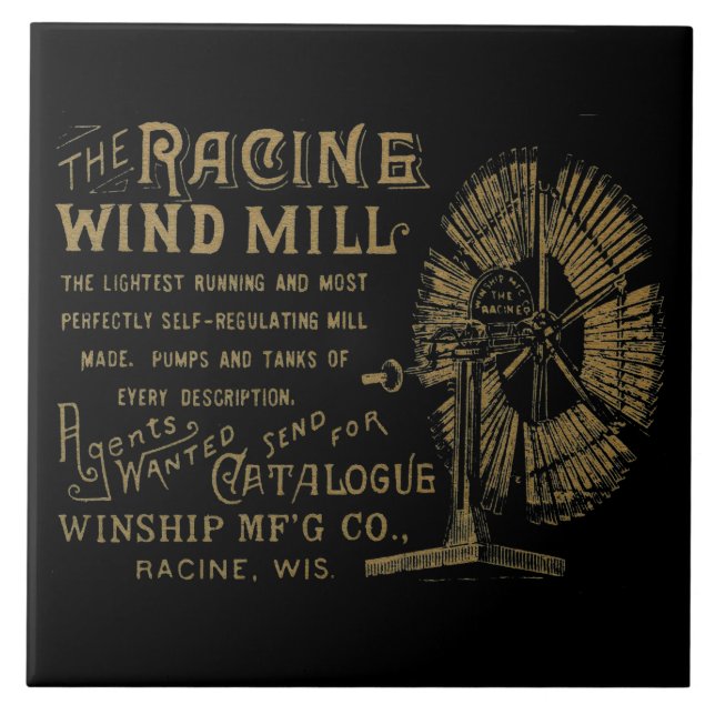 Racine Wind Mill Racine Wisconsin 1889 Ceramic Tile (Front)