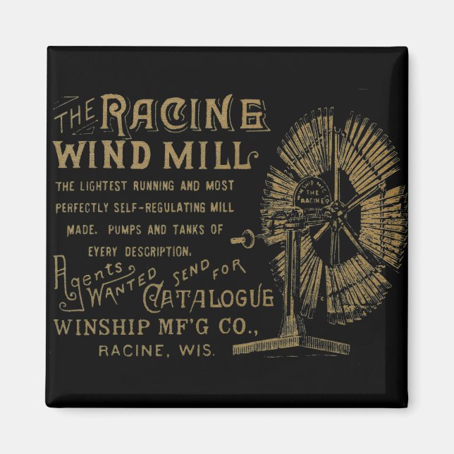 Racine Wind Mill Racine Wisconsin 1889 Magnet (Front)