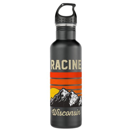 Racine Wisconsin Retro City State USA  Stainless Steel Water Bottle