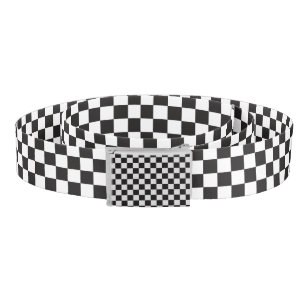 Racing and Checkered Pattern -Black and White- Belt
