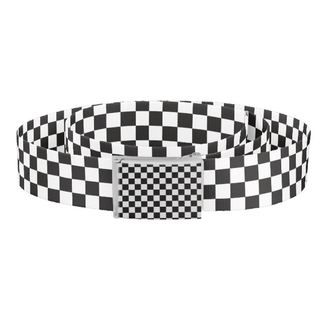 Racing and Checkered Pattern -Black and White- Belt (Coil)