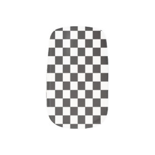 Racing and Checkered Pattern -Black and White- Minx Nail Art