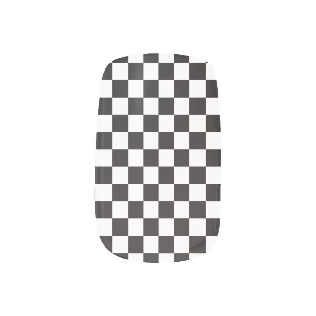 Racing and Checkered Pattern -Black and White- Minx Nail Art (Left Thumb)