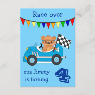 Racing Bear Kids Birthday Party Invitation
