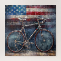racing bike in acrylic american flag background